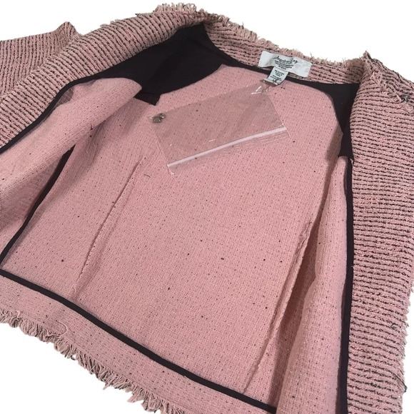 American Rag Cie Sz M Distressed Tweed Studded Crop Jacket Boho Rocker Chic - Picture 4 of 12